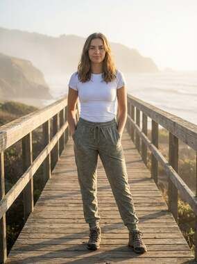 Athleta Women's Printed Farallon Stratum Camo Jogger Pants in Olive Green Sz 6